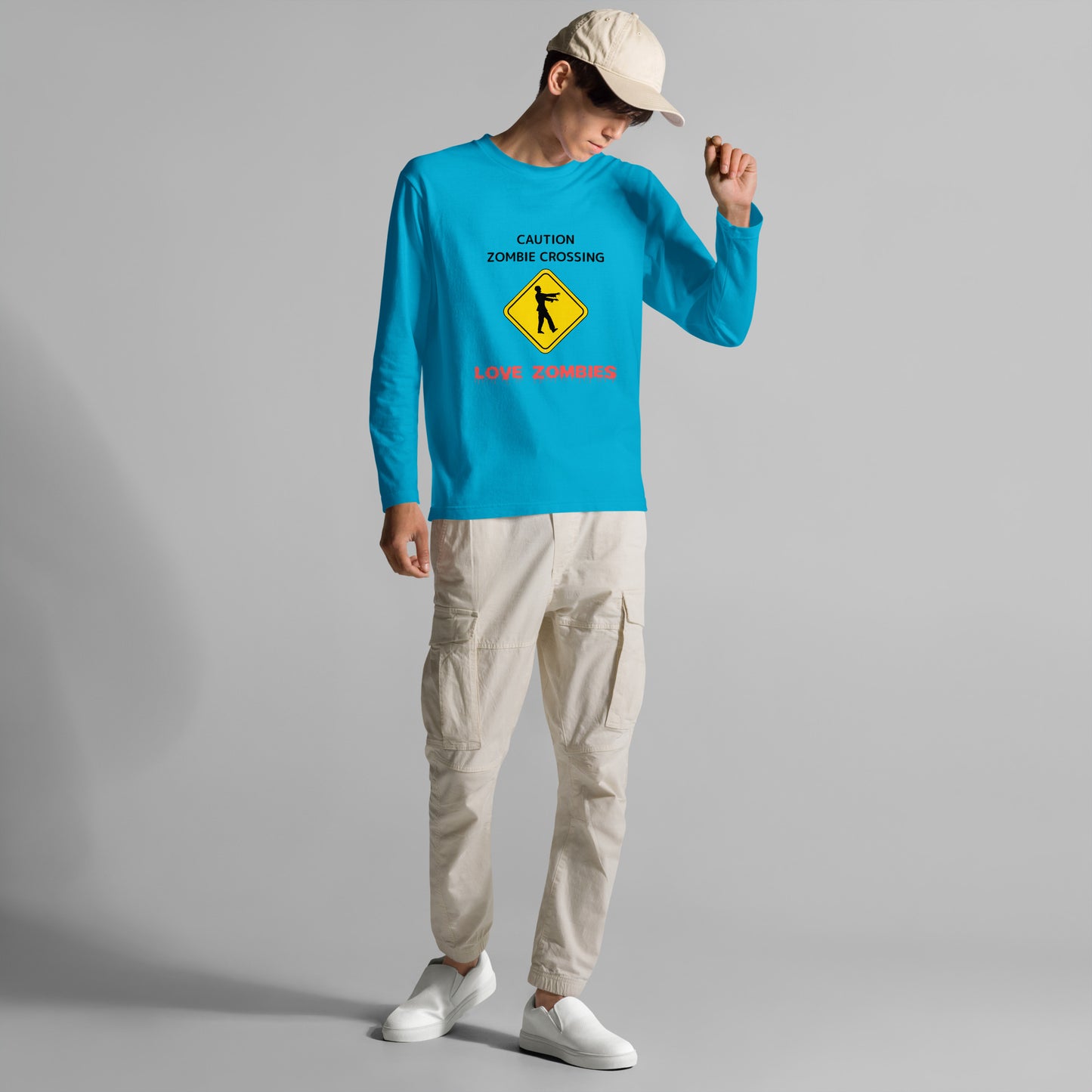 caution zombie crossing  ユニセックス長袖Tシャツ